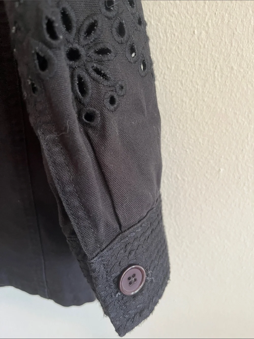 Johnny Was Black Utility Jacket with Orange & Pink Floral Embroidery